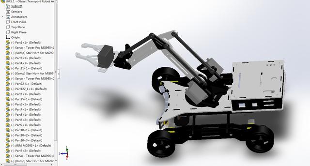 UIRS 3DOF机械臂小车模型3D图纸 Solidworks设计