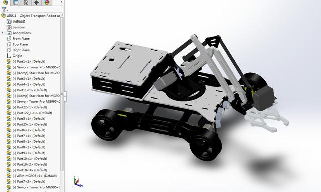 UIRS 3DOF机械臂小车模型3D图纸 Solidworks设计