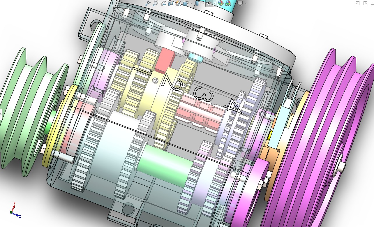 4档齿轮箱机构3D模型图纸 Solidworks设计