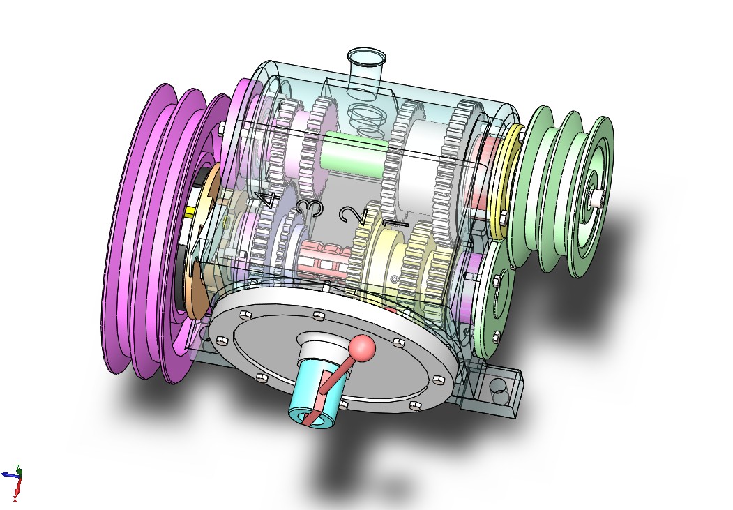 4档齿轮箱机构3D模型图纸 Solidworks设计