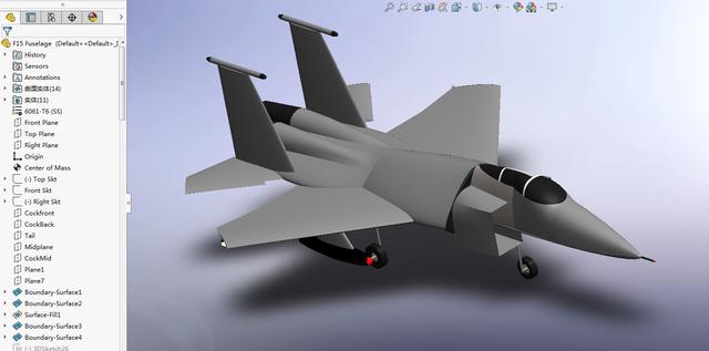 F15 Eagle战斗机简易模型3D图纸 Solidworks设计